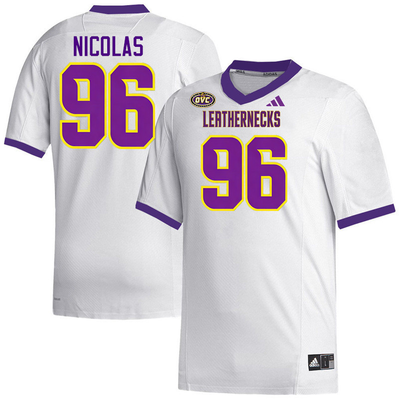 Western Illinois Leathernecks #96 Jalen Nicolas College Football Jerseys,Uniforms-White
